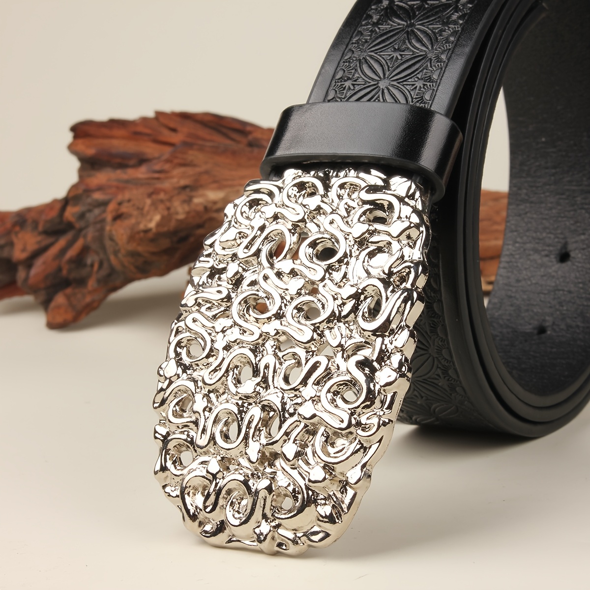 Fashionable Snake Hollow Out Belt with Silvery Buckle 3.7cm Wide